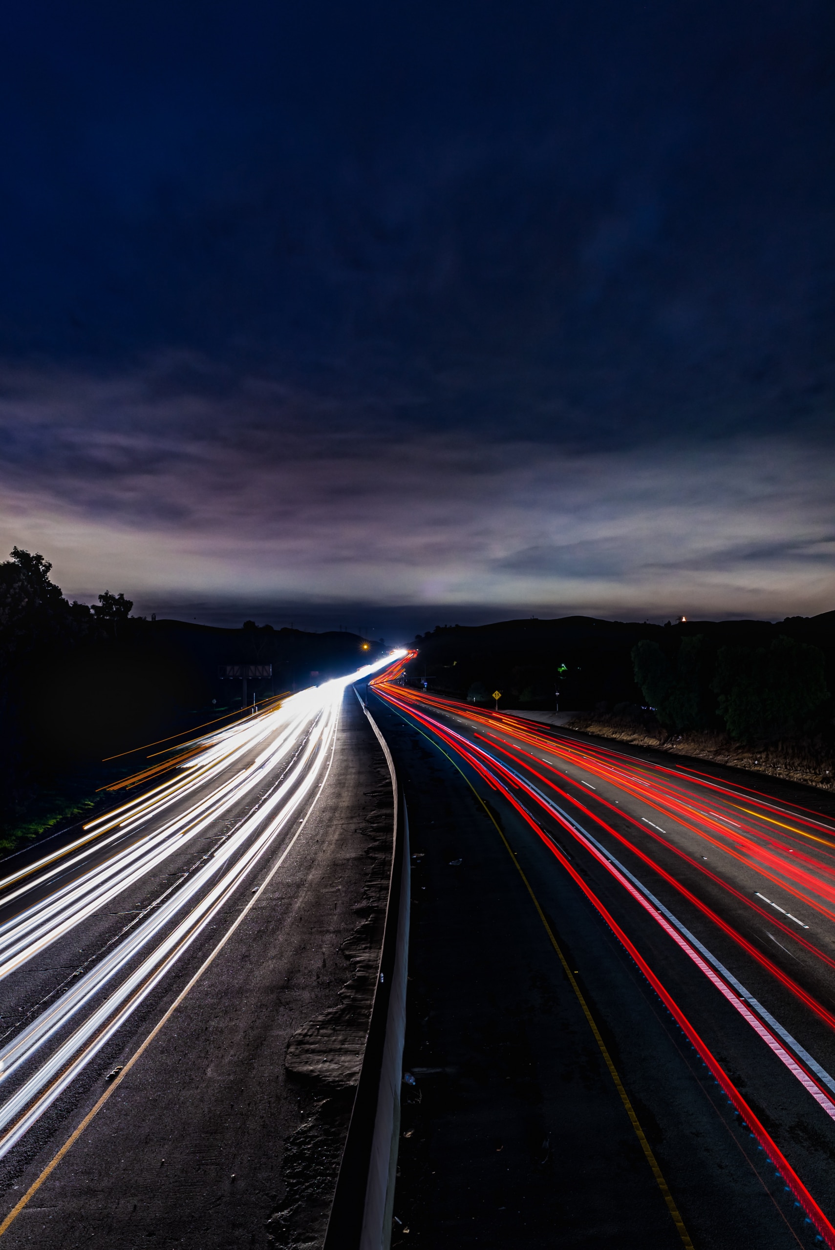 Vehicle lights on motorway